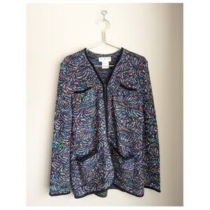 St. John Collection Rainbow Knit Zip Cardigan Jacket